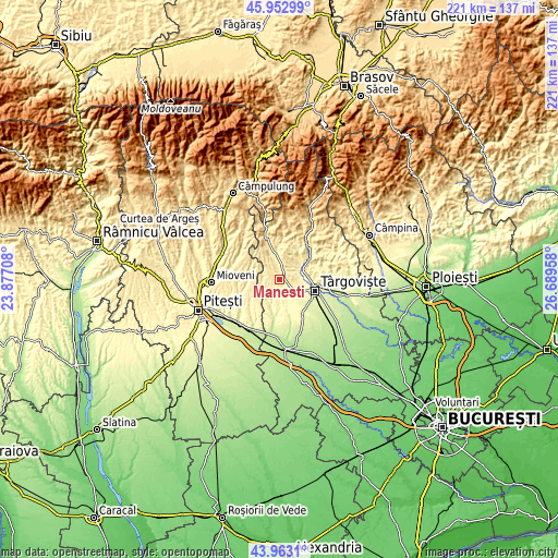 Topographic map of Măneşti