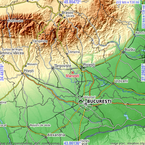 Topographic map of Măneşti