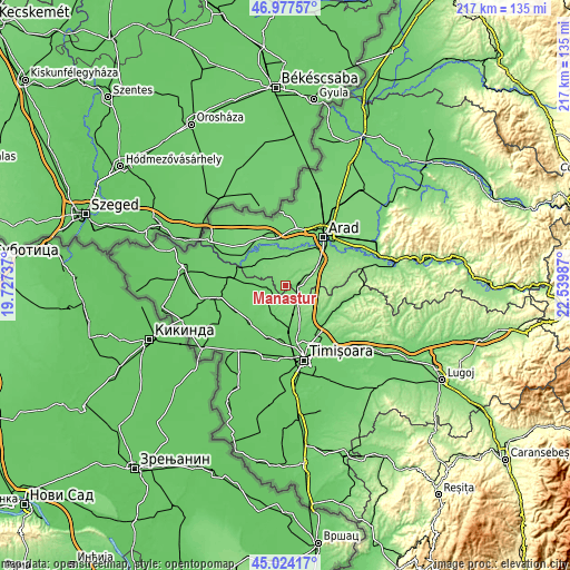 Topographic map of Mănăștur