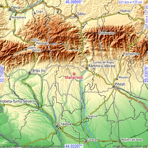 Topographic map of Mănăilești