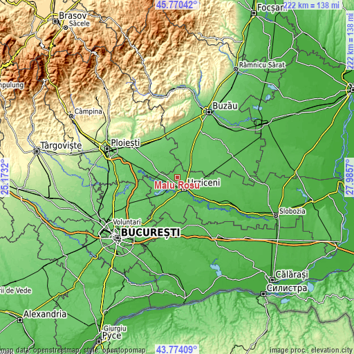 Topographic map of Malu Roșu