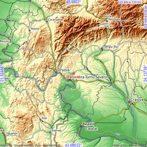 Topographic map of Malovăţ