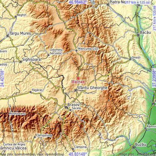 Topographic map of Malnaş