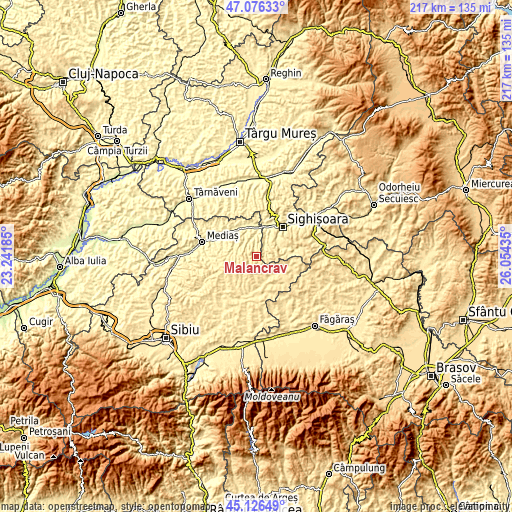 Topographic map of Mălâncrav