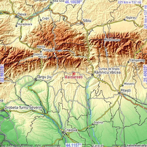 Topographic map of Măldăreşti