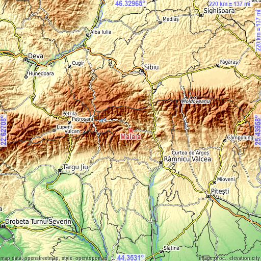 Topographic map of Malaia