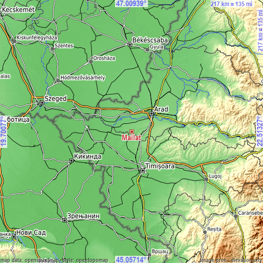 Topographic map of Mailat