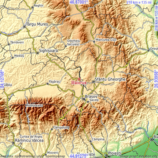 Topographic map of Măieruş