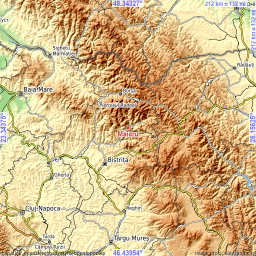 Topographic map of Măieru