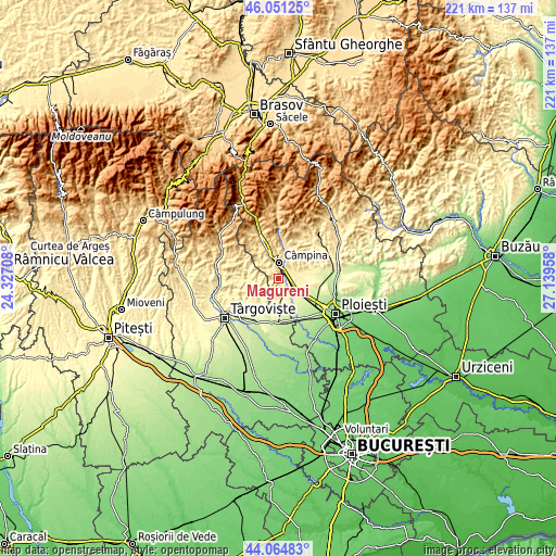 Topographic map of Măgureni