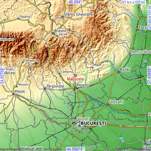 Topographic map of Măgurele