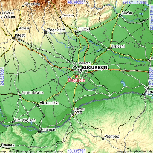 Topographic map of Măgurele