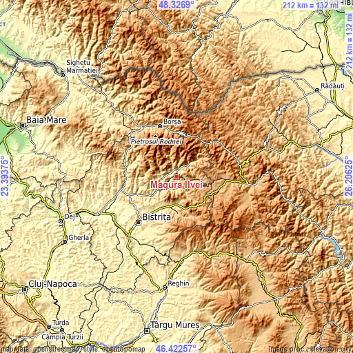 Topographic map of Măgura Ilvei