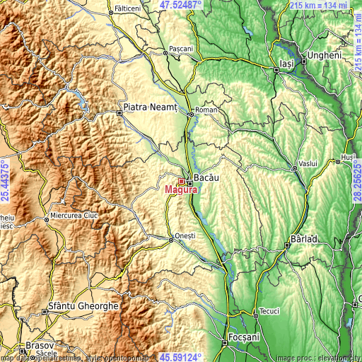 Topographic map of Măgura