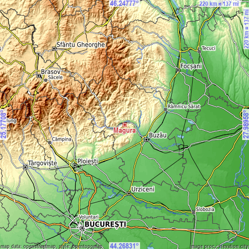 Topographic map of Măgura