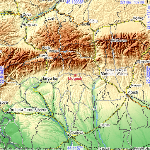 Topographic map of Mogești