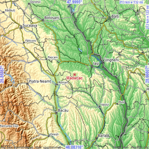 Topographic map of Mădârjac