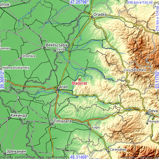 Topographic map of Măderat