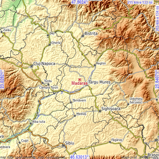 Topographic map of Mădăraș