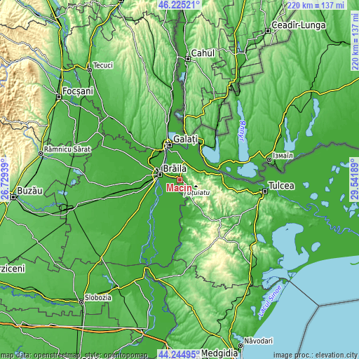 Topographic map of Măcin