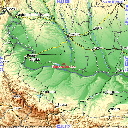 Topographic map of Măceşu de Jos