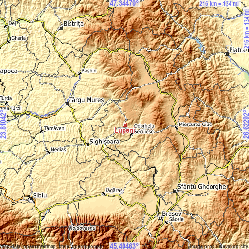 Topographic map of Lupeni