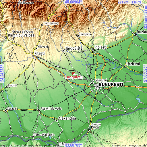 Topographic map of Lunguleţu