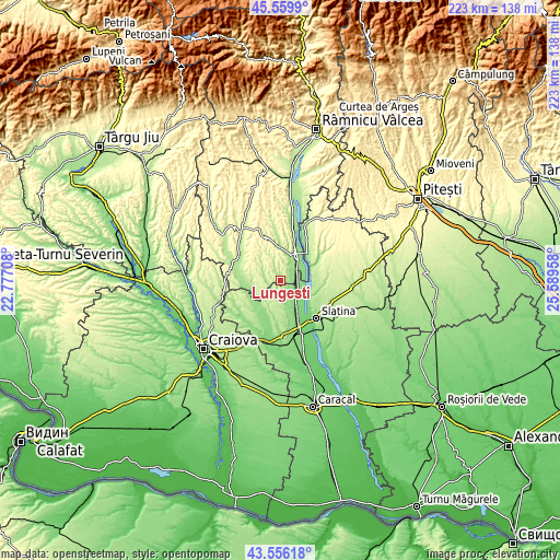 Topographic map of Lungeşti