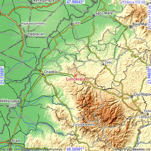 Topographic map of Luncșoara