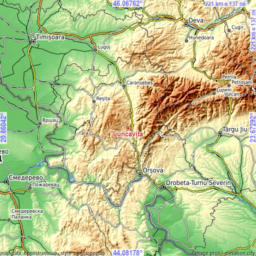 Topographic map of Luncaviţa