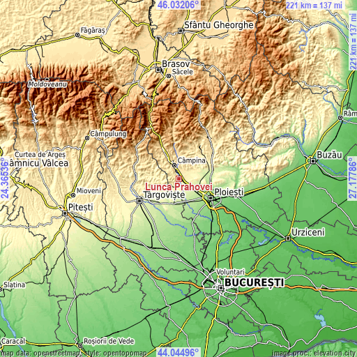 Topographic map of Lunca Prahovei