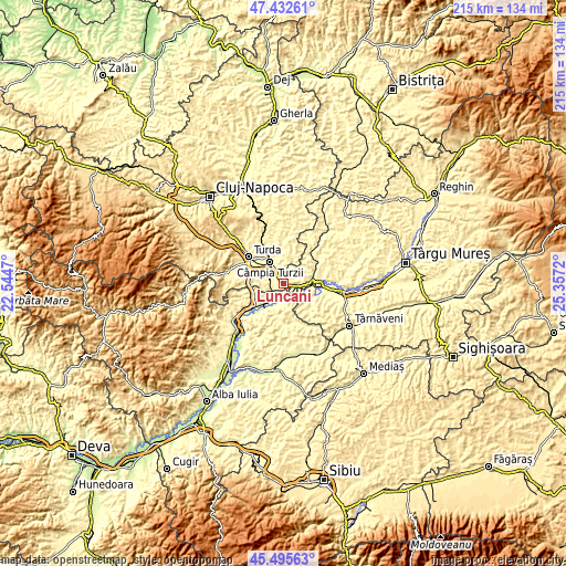 Topographic map of Luncani