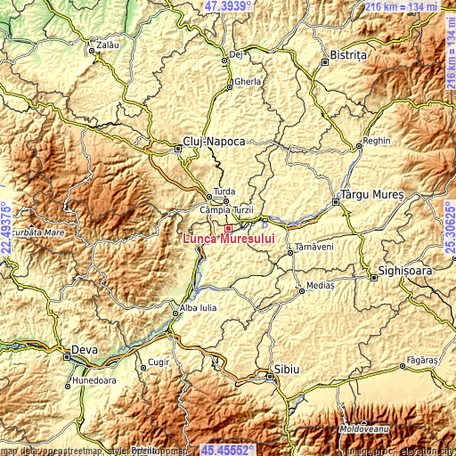 Topographic map of Lunca Mureşului