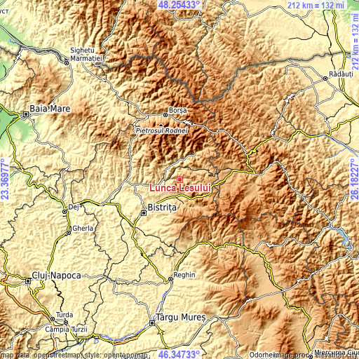 Topographic map of Lunca Leșului