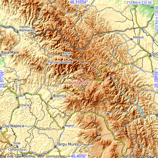 Topographic map of Lunca Ilvei