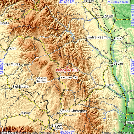 Topographic map of Lunca de Sus