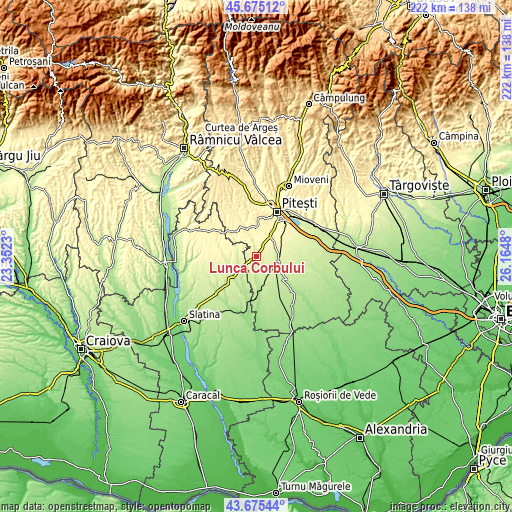 Topographic map of Lunca Corbului