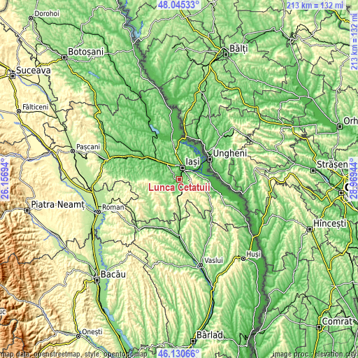 Topographic map of Lunca Cetățuii