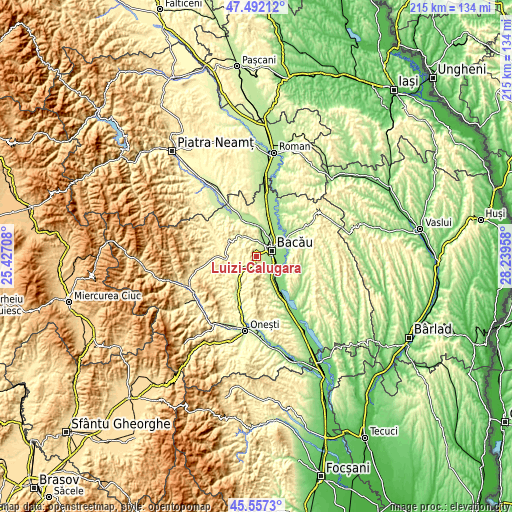 Topographic map of Luizi-Călugăra