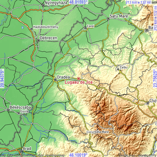 Topographic map of Lugaşu de Jos