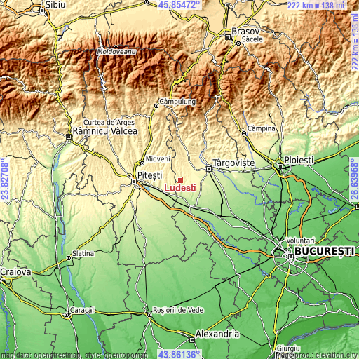 Topographic map of Ludeşti