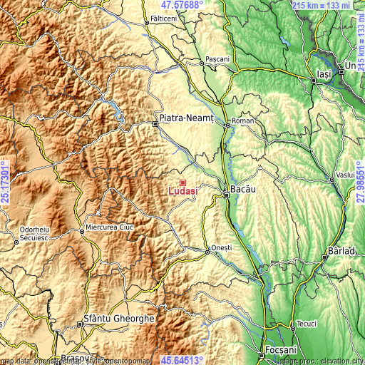 Topographic map of Ludași