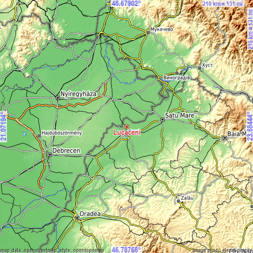 Topographic map of Lucăceni