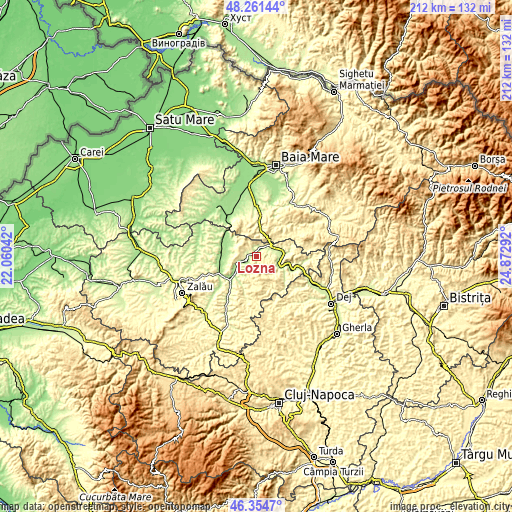 Topographic map of Lozna