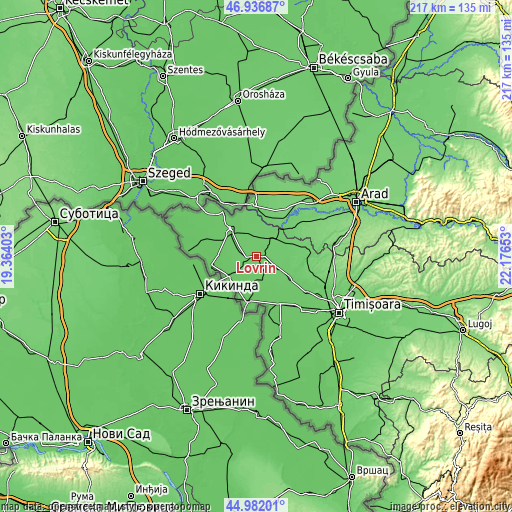 Topographic map of Lovrin