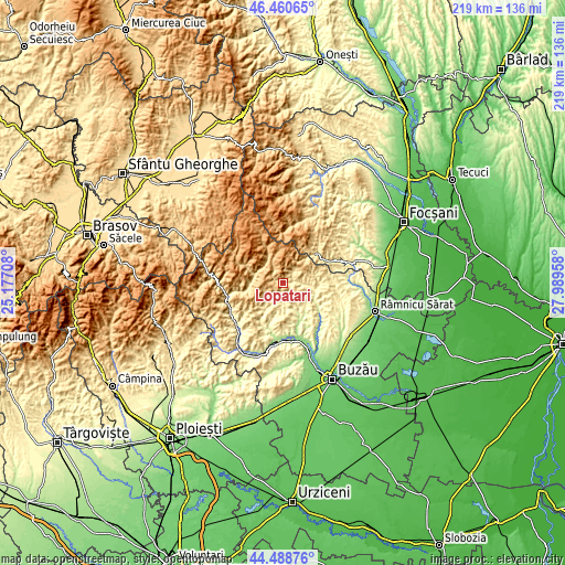 Topographic map of Lopătari