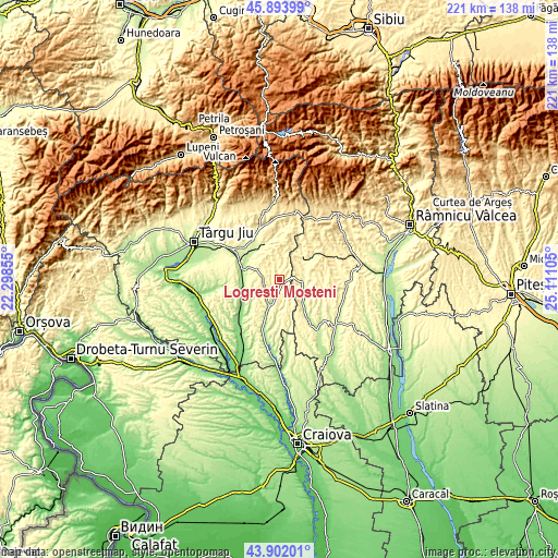 Topographic map of Logrești Moșteni