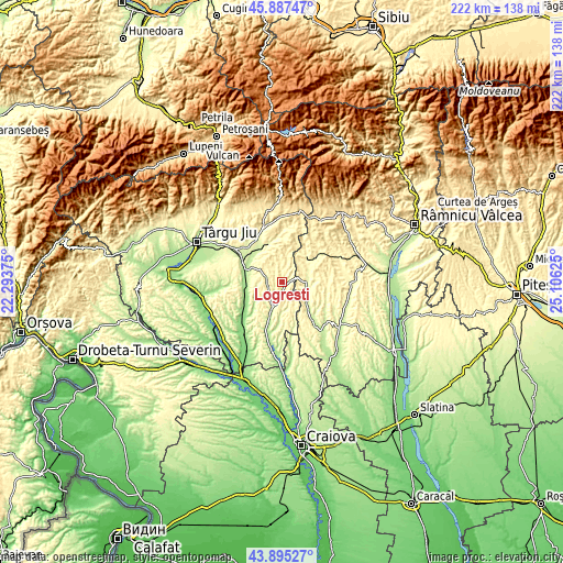 Topographic map of Logreşti