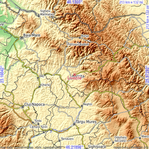 Topographic map of Livezile