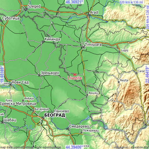 Topographic map of Livezile